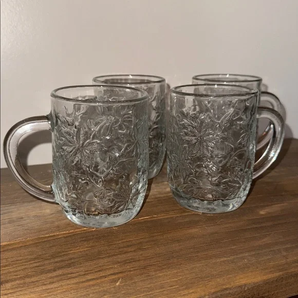 NIB Princess House Fantasia Crystal Floral Glass Mugs Set of 4 - Picture 3 of 8